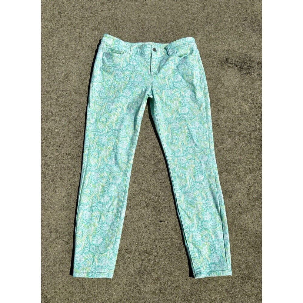 Women’s Vineyard Vines Size 10 Green Blue Sun Faded Skinny Shell Pants